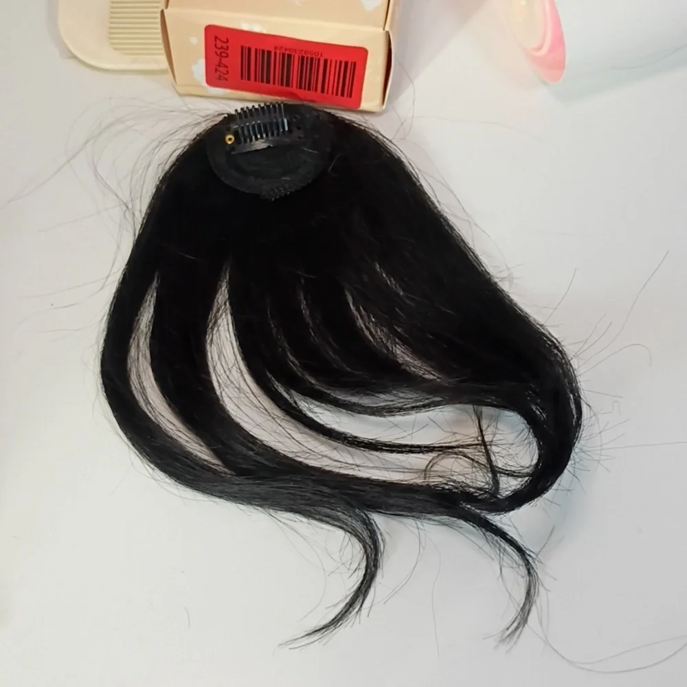 Clip-In Bangs – 100% Human Hair – Natural‎ Black – Curtain / French Fringe